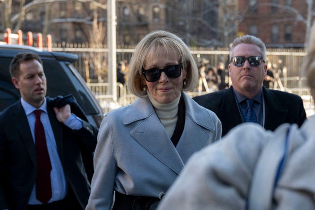 E. Jean Carroll arrives at the federal courthouse in Manhattan on Jan. 17, 2024.