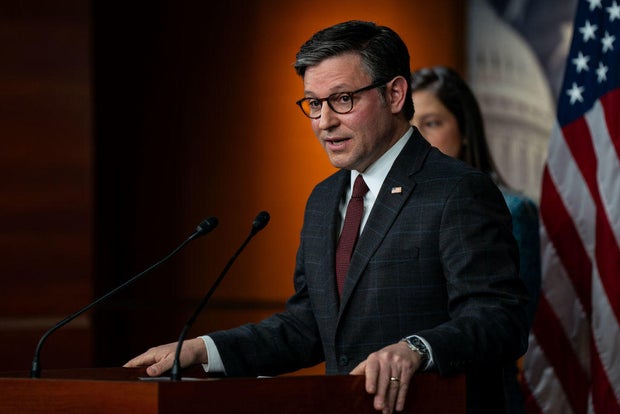 Speaker of the House Mike Johnson speaks during a news conference following the Republican conference meeting at the U.S. Capitol on Jan. 17, 2024.