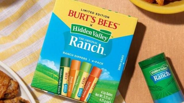 Burt's Bees and Hidden Valley Ranch lip balm 
