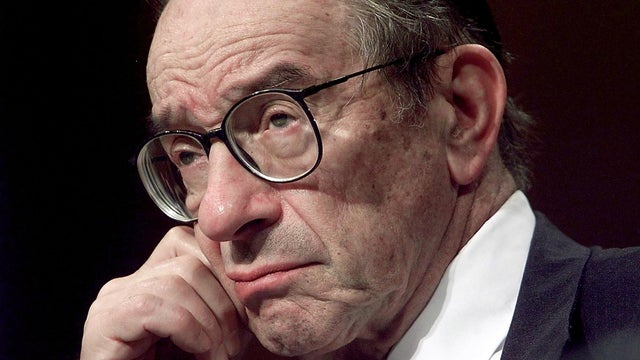 Then-Federal Reserve Chairman Alan Greenspan testifies before the Senate Budget Committee in Washington, April 21, 2005. 