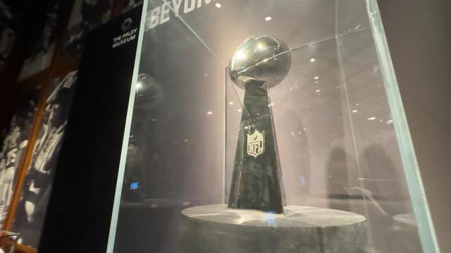 The Lombardi Trophy on display at the Paley Museum in Manhattan. 