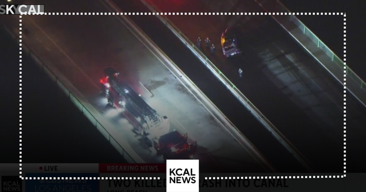Two dead after car veers off bridge into canal in Long Beach - CBS Los ...