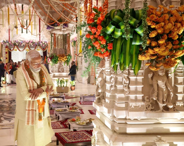 India's Prime Minister Narendra Modi attends the inauguration of the grand temple of the Hindu god Lord Ram in Ayodhya, India, Jan. 22, 2024