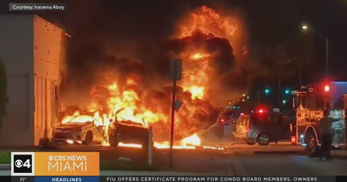Several parked automobiles caught hearth immediately after crash in Hialeah Several parked automobiles caught hearth immediately after crash in Hialeah