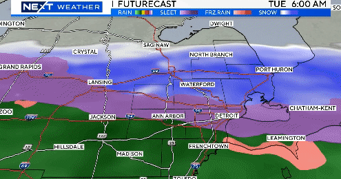 Snow, rain moving through Southeast Michigan Tuesday. Winter weather ...
