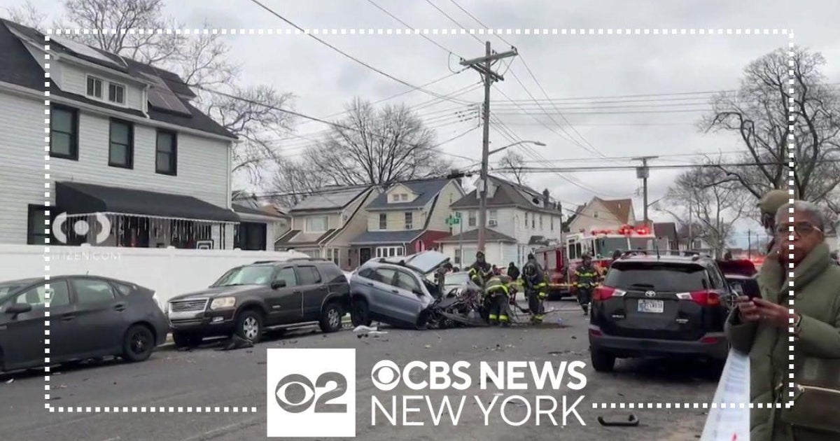Speeding car flips over after crashing into parked vehicles in Queens ...
