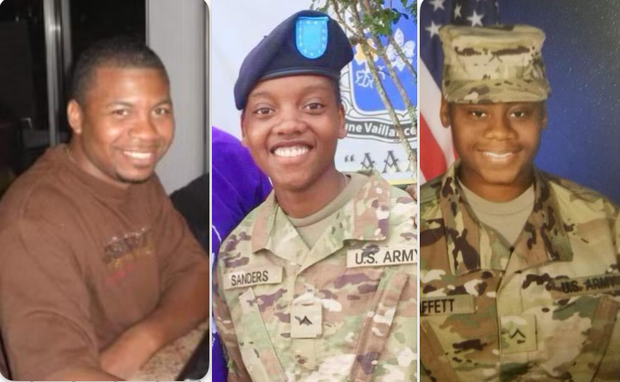Staff Sgt. William Jerome Rivers, Sgt. Kennedy Ladon Sanders and Sgt. Breonna Moffett died Jan. 28, 2024, in Jordan.