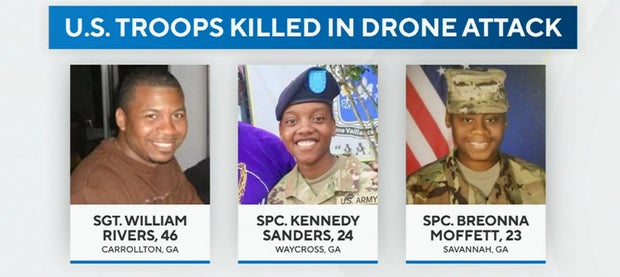 3 troops killed in drone attack in Jordan - William Rivers, Kennedy Sanders, Breonna Moffett