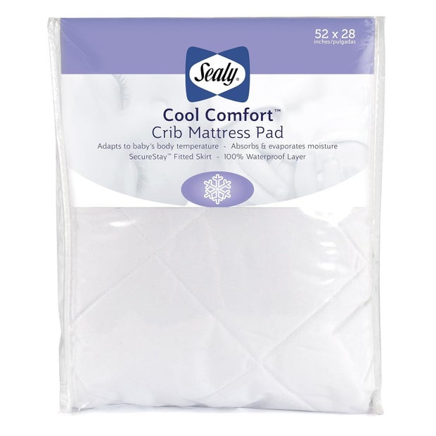 Sealy Cool Comfort Waterproof Fitted Toddler Bed and Baby Crib Mattress Pad