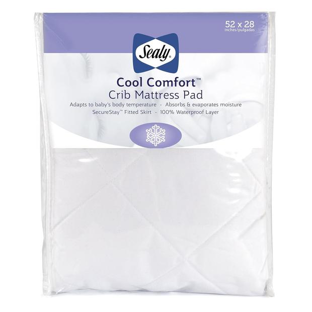 Sealy Cool Comfort Waterproof Fitted Toddler Bed and Baby Crib Mattress Pad 