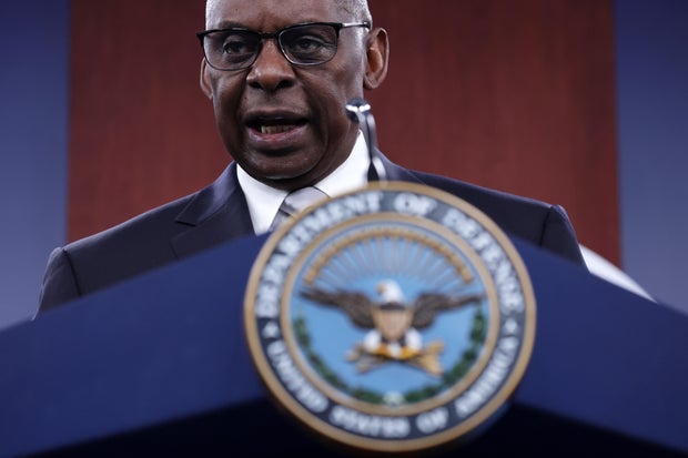 U.S. Defense Secretary Lloyd Austin speaks during a news conference at the Pentagon on Feb. 1, 2024, in Arlington, Virginia.