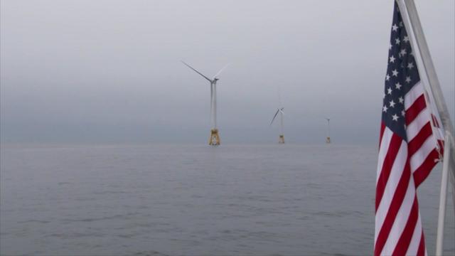 Wind turbines off the shores of Long Island 