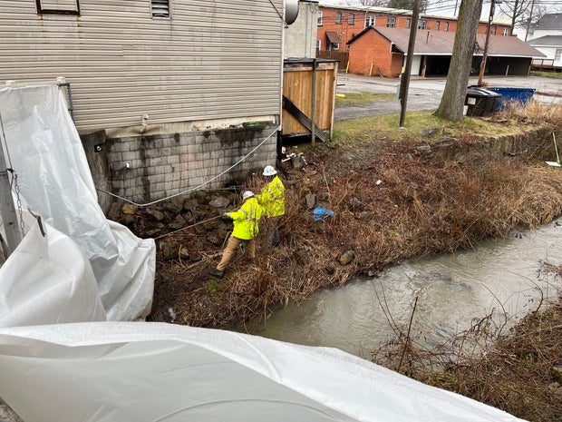 Workers involved in cleanup efforts in East Palestine, Ohio