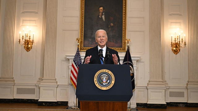 President Joe Biden speaks in the State Dining Room of the White House on February 6, 2024 in Washington, DC. 