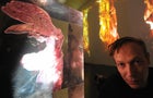 Russian artist Andrei Molodkin poses nea 