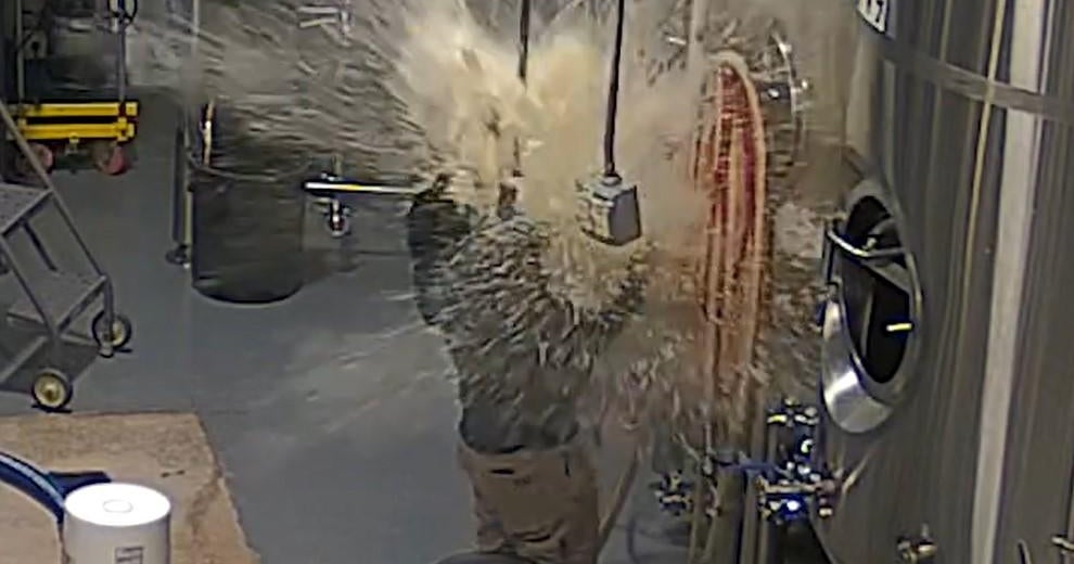 Craft brewery worker knocked to ground after beer bursts from tank ...