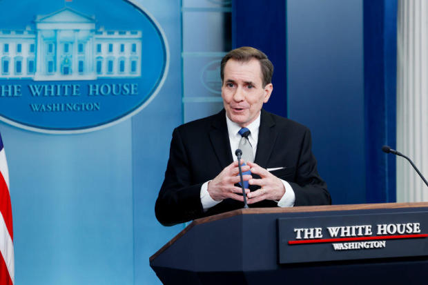 John Kirby speaks during the daily press briefing at the White House on Feb. 15, 2024. 
