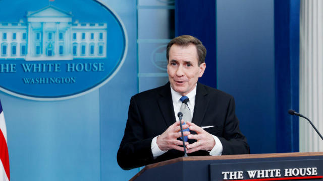 John Kirby speaks during the daily press briefing at the White House on Feb. 15, 2024. 