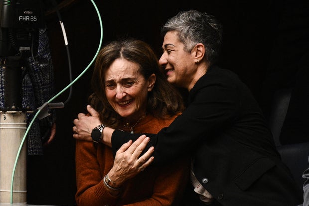 Visitors react after the parliamentary vote on same-sex marriage in Athens, Greece, on February 15, 2024
