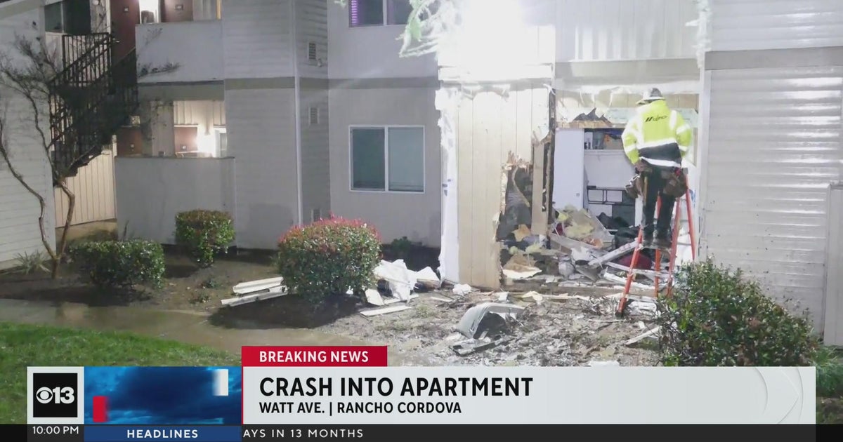 2 displaced after car crashes into Sacramento-area apartment