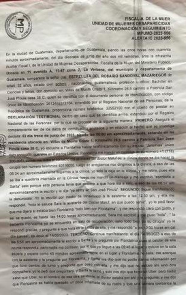 A portion of the Guatemalan police report 