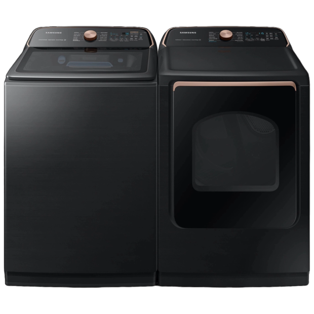 Samsung Smart Top Load Smart Steam Sanitize+ Washer and Steam Sanitize+ Electric Dryer package 