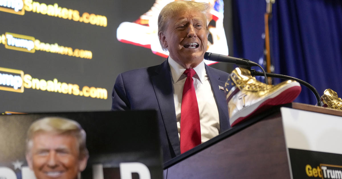 Trump hawks 9 branded shoes at ‘Sneaker Con,’ a day after a 5 million ruling against him