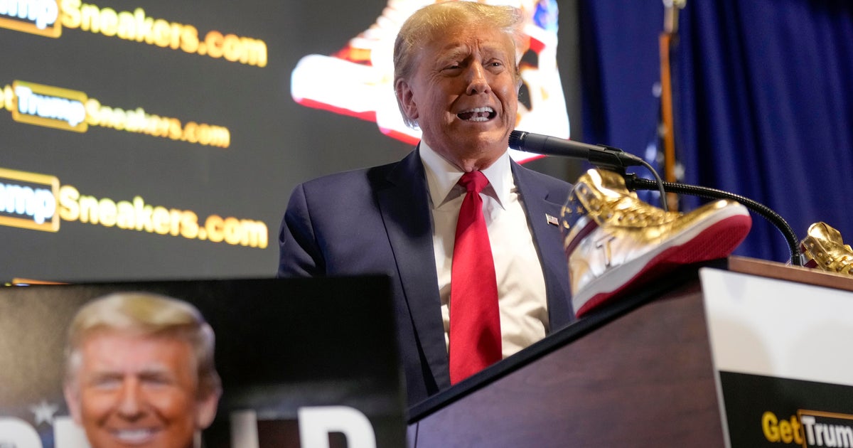 Trump hawks 9 branded shoes at ‘Sneaker Con,’ a day after a 5 million ruling against him