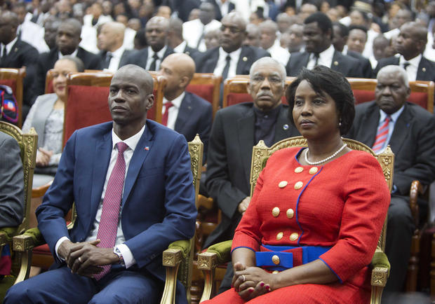 File photo: Haiti's President Jovenel Moïse sitting with his wife Martine in 2017 