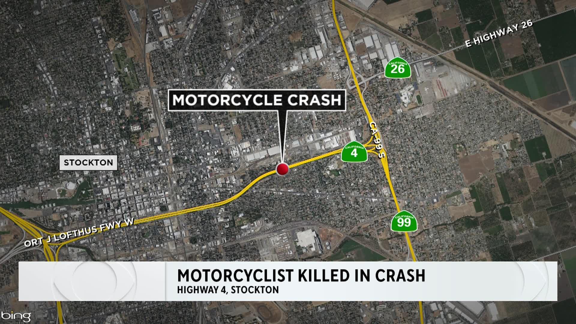 Motorcyclist killed in Highway 4 crash in Stockton