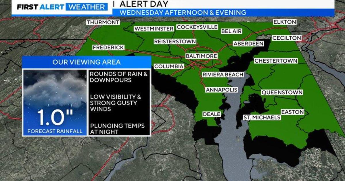 Maryland Weather: ALERT DAY Showers & Heavy Storms Wednesday - CBS ...