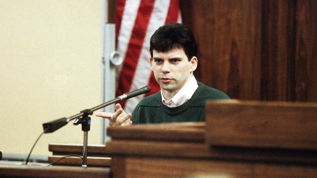 Lyle Menendez testifying at the first trial.