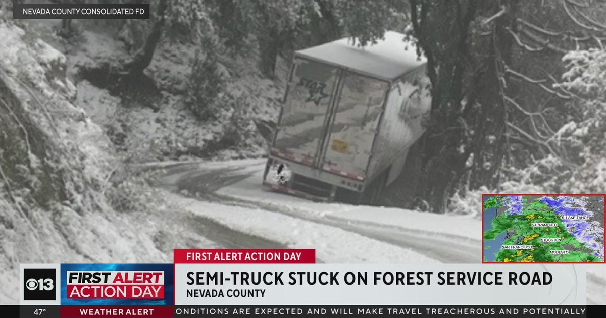 Semi-truck gets stuck on Forest Service road in Nevada County