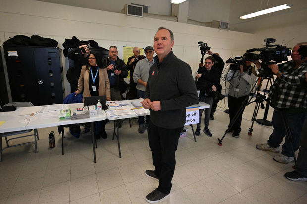 Rep. Adam Schiff after casting his ballot in Burbank, California, on Super Tuesday, March 5, 2024. 