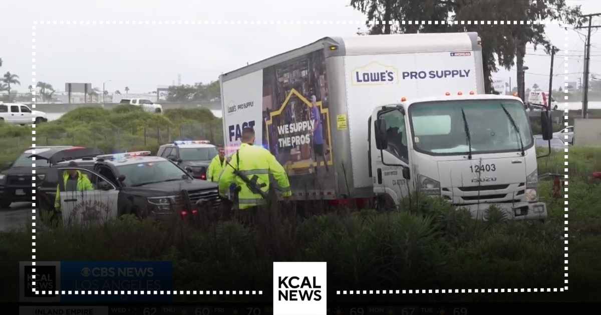 Stolen box truck drives on the wrong side of the road during cross ...