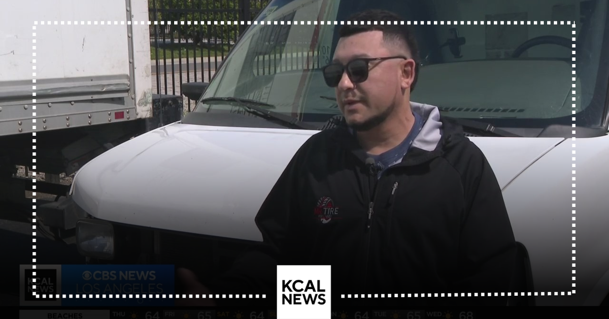 Driver struck during wild box truck pursuit speaks out - CBS Los Angeles