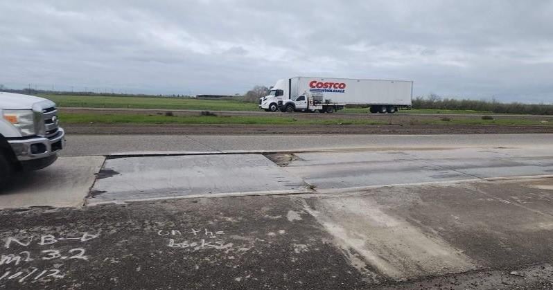 Damaged concrete slab closes NB I-5 in southern Sacramento County; repair work underway