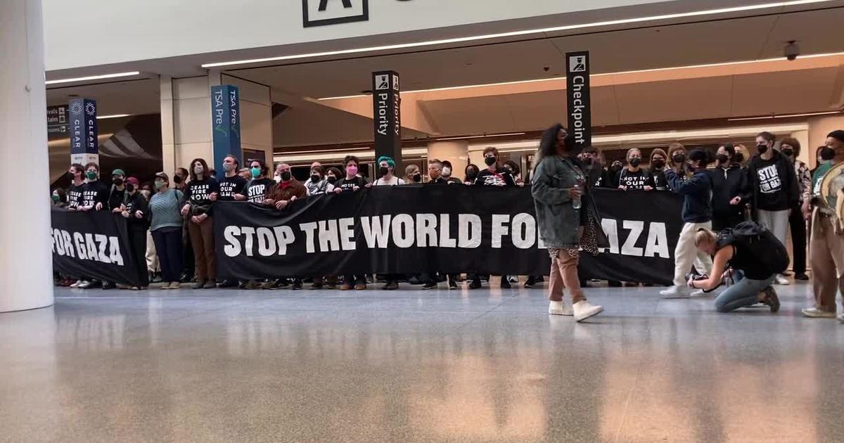 Watch: Pro-Palestinian demonstrators hold protest inside terminal at San Francisco International Air