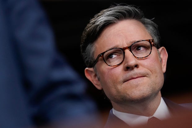 Speaker of the House Mike Johnson, Republican of Louisiana, at a news conference on Capitol Hill on Feb. 29, 2024.