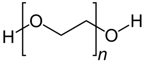 A diagram showing polyethylene glycol's chemical structure 