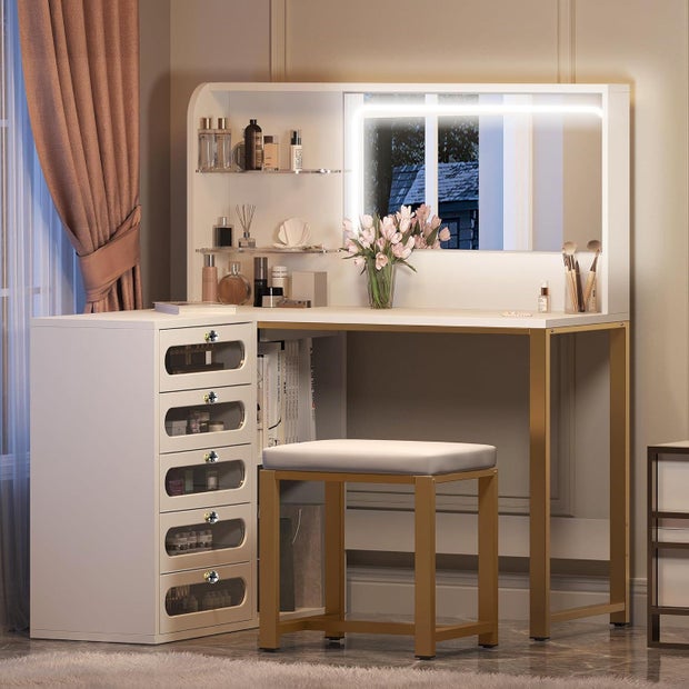 DWVO Corner Makeup Vanity Desk 
