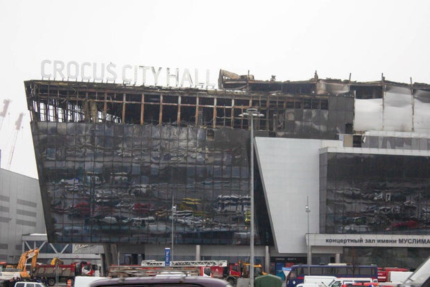 The Crocus city hall building was destroyed by fire in the