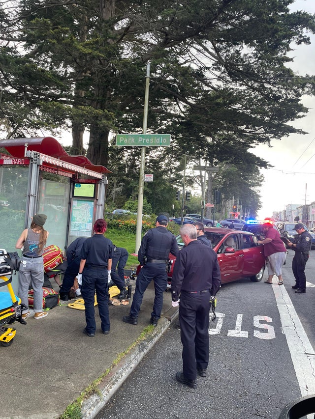 San Francisco Fulton Street bus shelter crash 