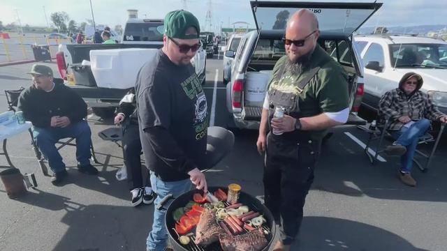 Oakland A's fans tailgating 