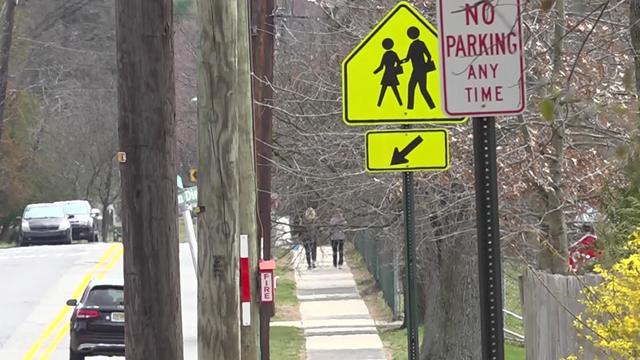 A pedestrian crossing sign in a New Jersey town 