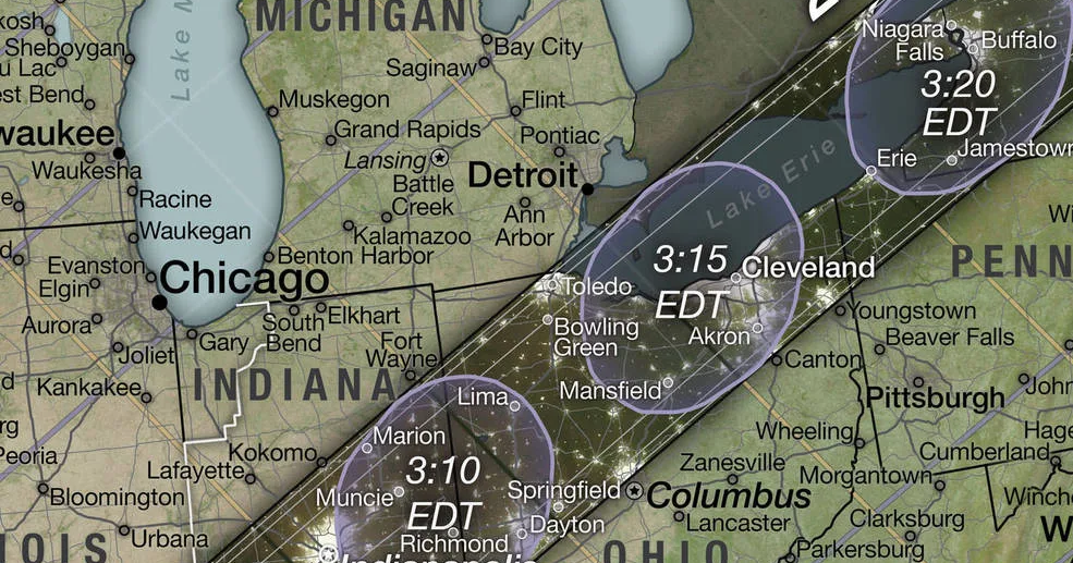 What time the 2025 solar eclipse starts, reaches peak totality and ends