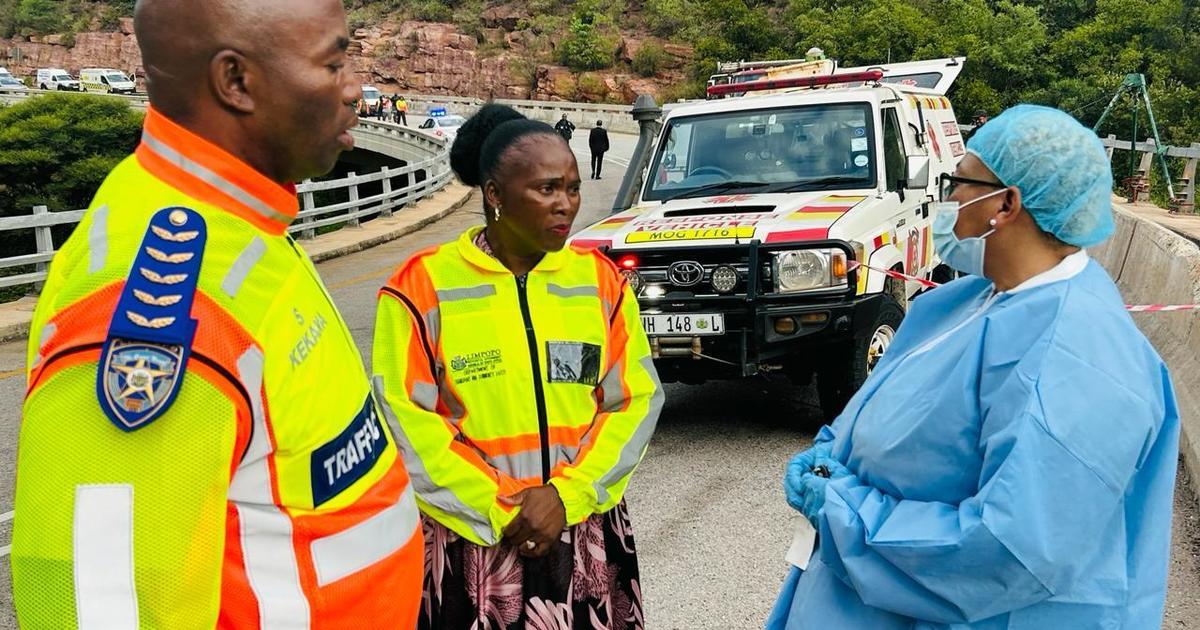 Bus in South Africa plunges off bridge and catches fire, killing 45