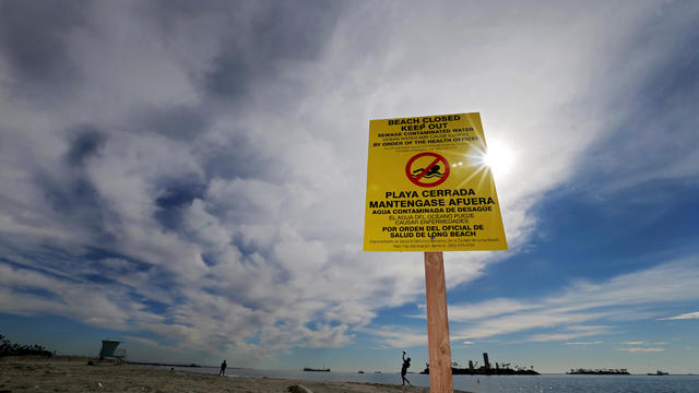 Swimming areas west of Belmont Shore are temporarily closed for water contact because of a sewage spill in San Gabriel, according to the the Long Beach City Health Office, which issued the warning on Wednesday, Jan 45, 2024. About 15,000 gallons of sewage 