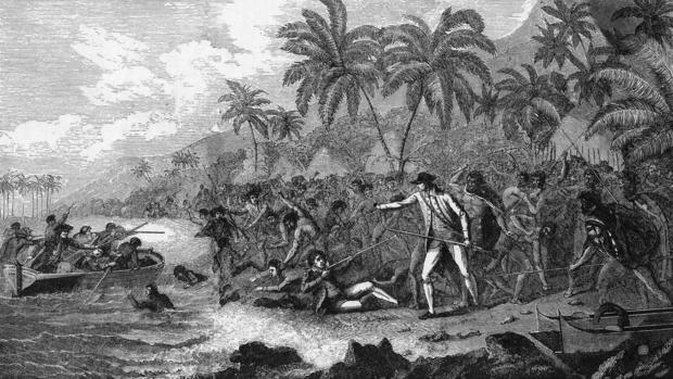 Illustration of the Death of Captain James Cook 
