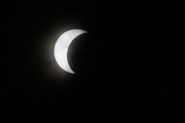 A partial solar eclipse is seen from Eagle Pass, Texas, April 8, 2024. 